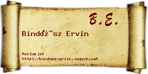 Bindász Ervin névjegykártya